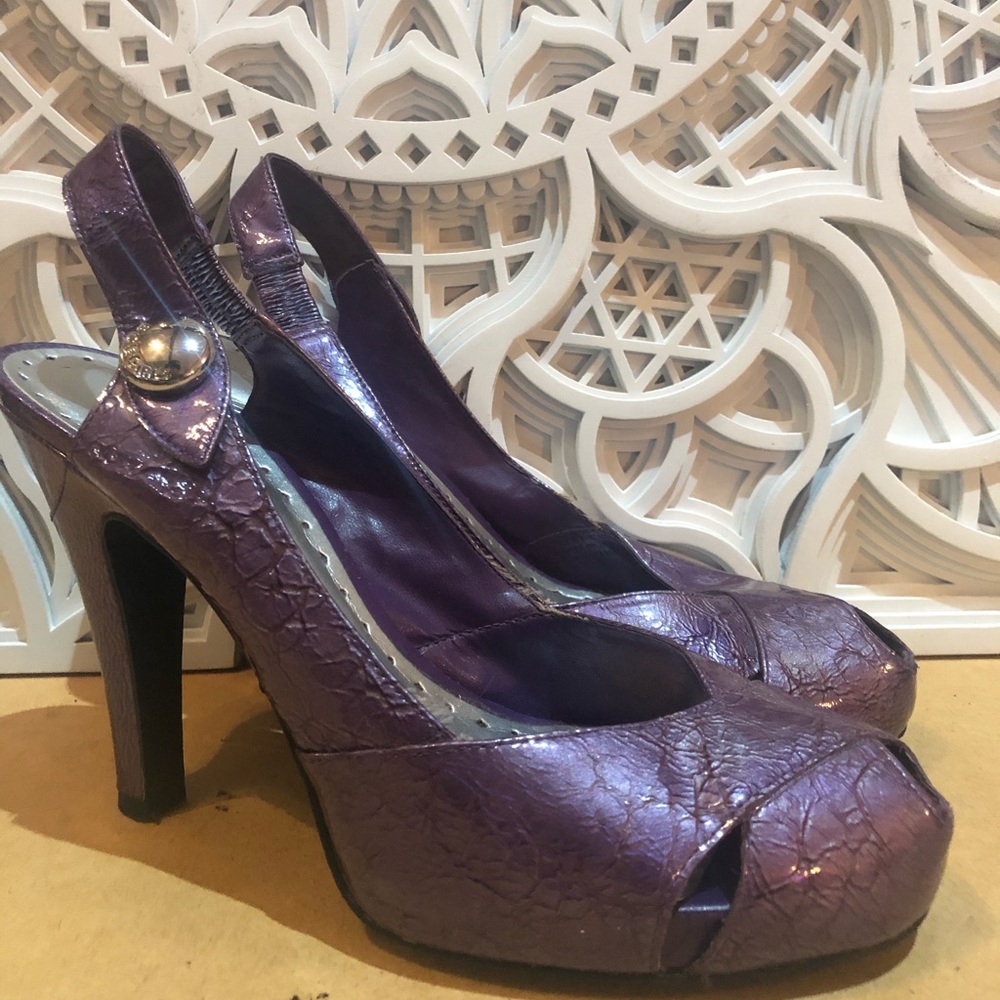 BCBGirls purple peep toe sling back pumps 💜